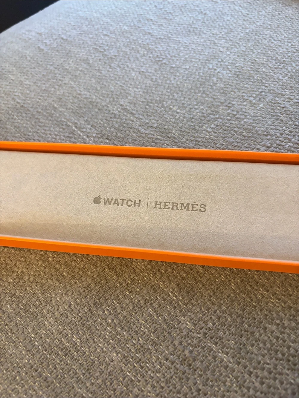 Hermes Orange Leather Apple Watch Strap with Silver Hardware